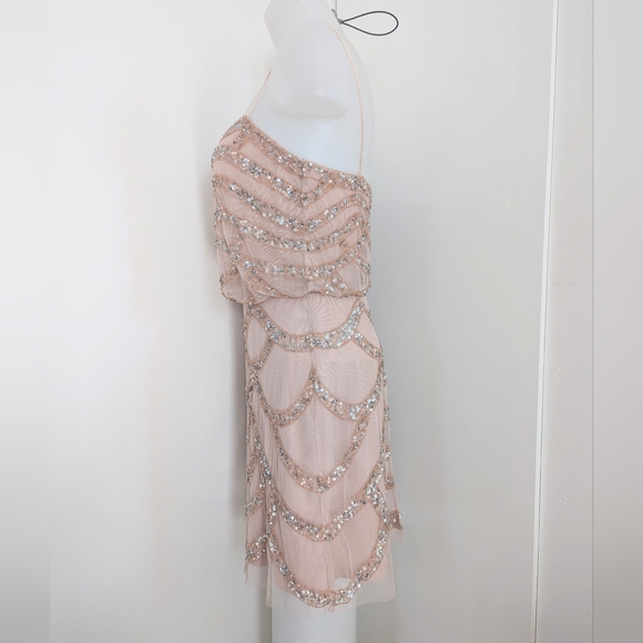 AIDAN MATTOX Light Pink/Blush Blouson Beaded Dress Size 4 - Picture 10 of 16